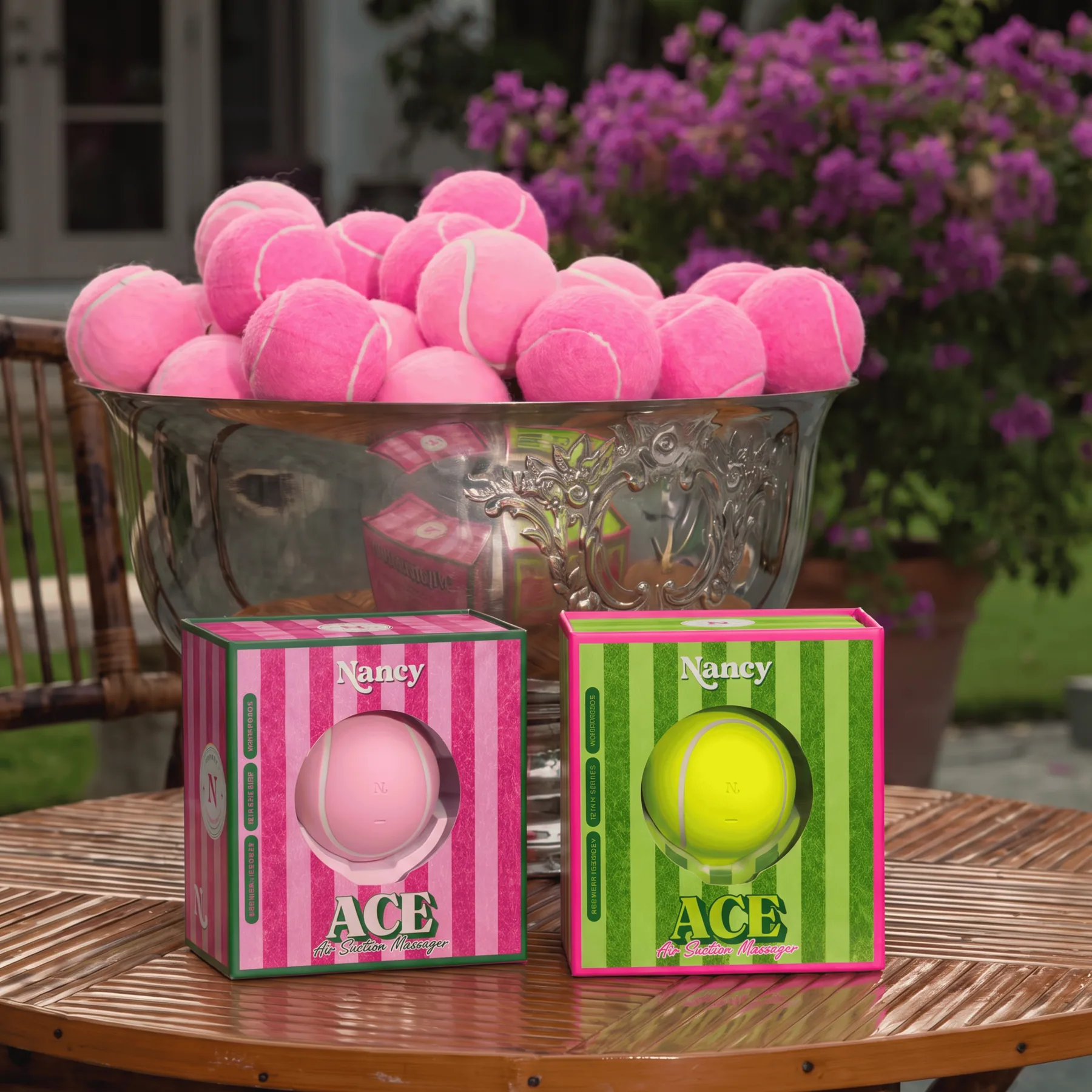 Love Tennis Ball Ace air suction massager on lifestyle background